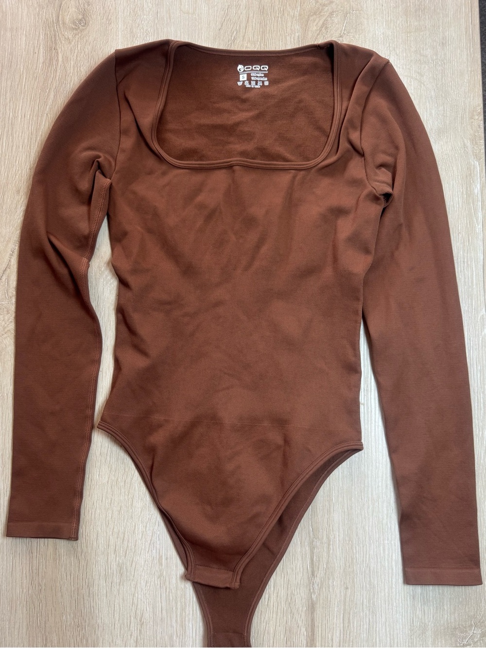 Long Sleeve Brown Scoop Neck Bodysuit - OQQ NWOT